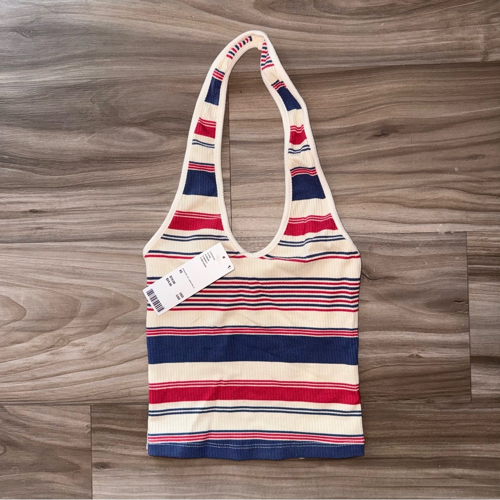 Urban Outfitters Cream, Red, and Blue Striped Tank Top